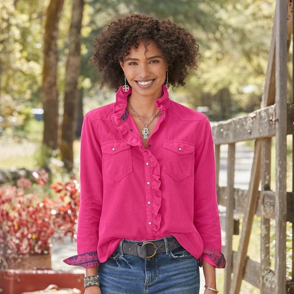 Sundance | Ombeline Corduroy Shirt Western Feminine Boho - Picture 1 of 9